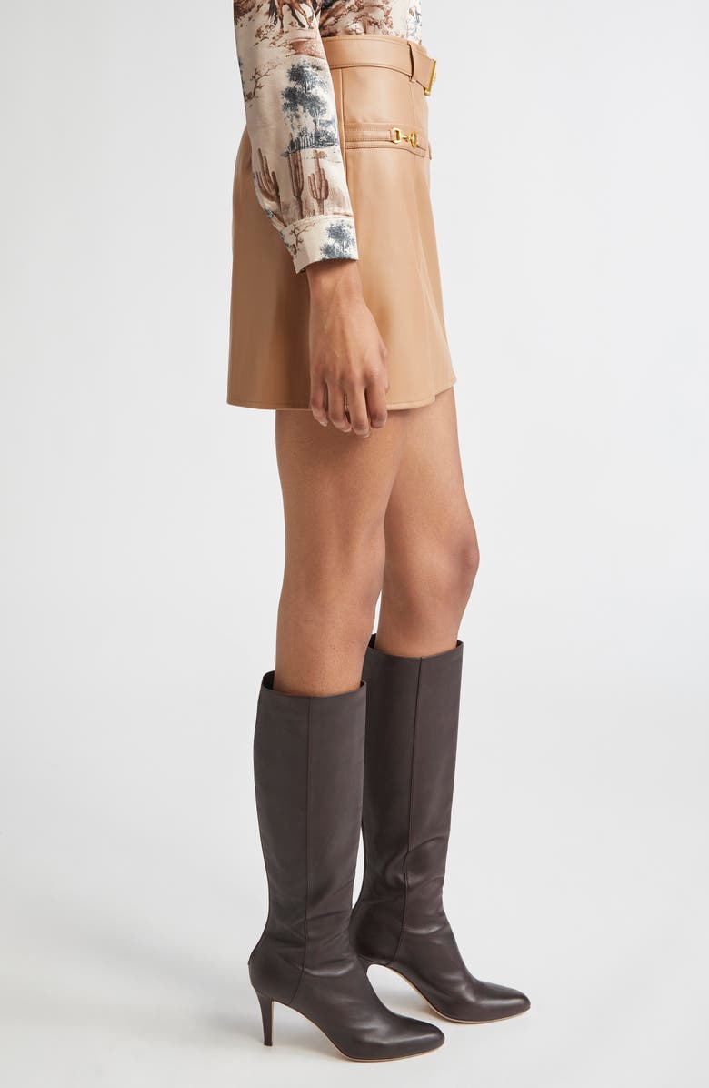 L'AGENCE Yvette Belted Faux Leather Miniskirt, Alternate, color, Soft Cognac