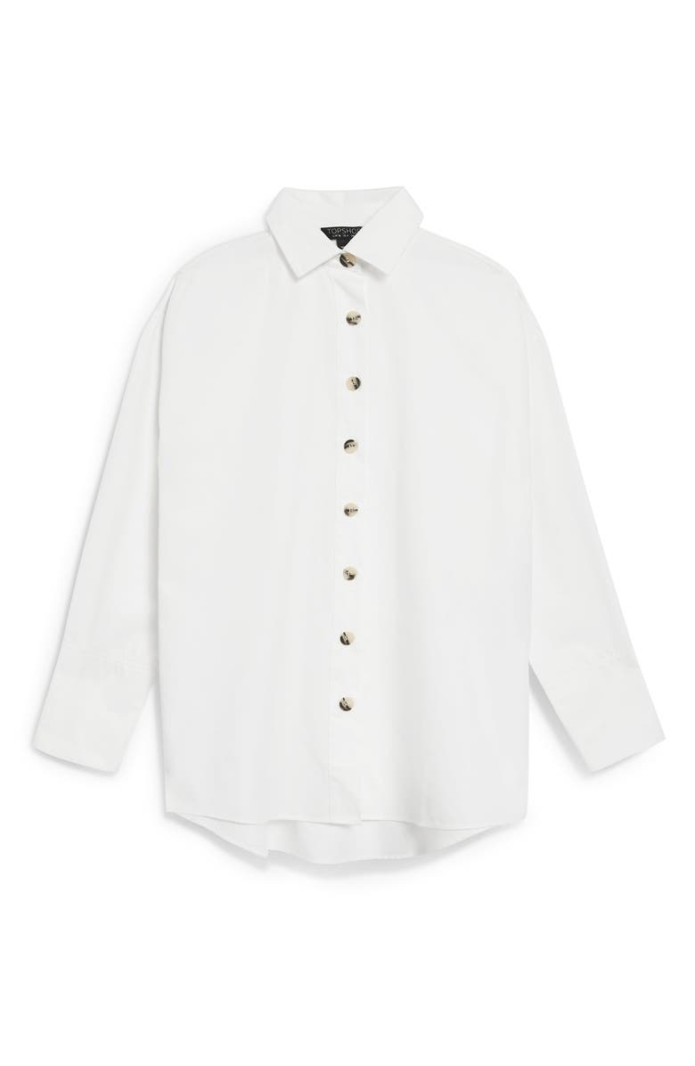 Topshop Oversized Split Side Cotton Shirt, Alternate, color,