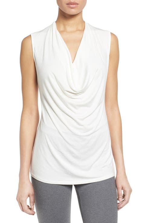Sleeveless Drape Neck Top (Regular & Petite)