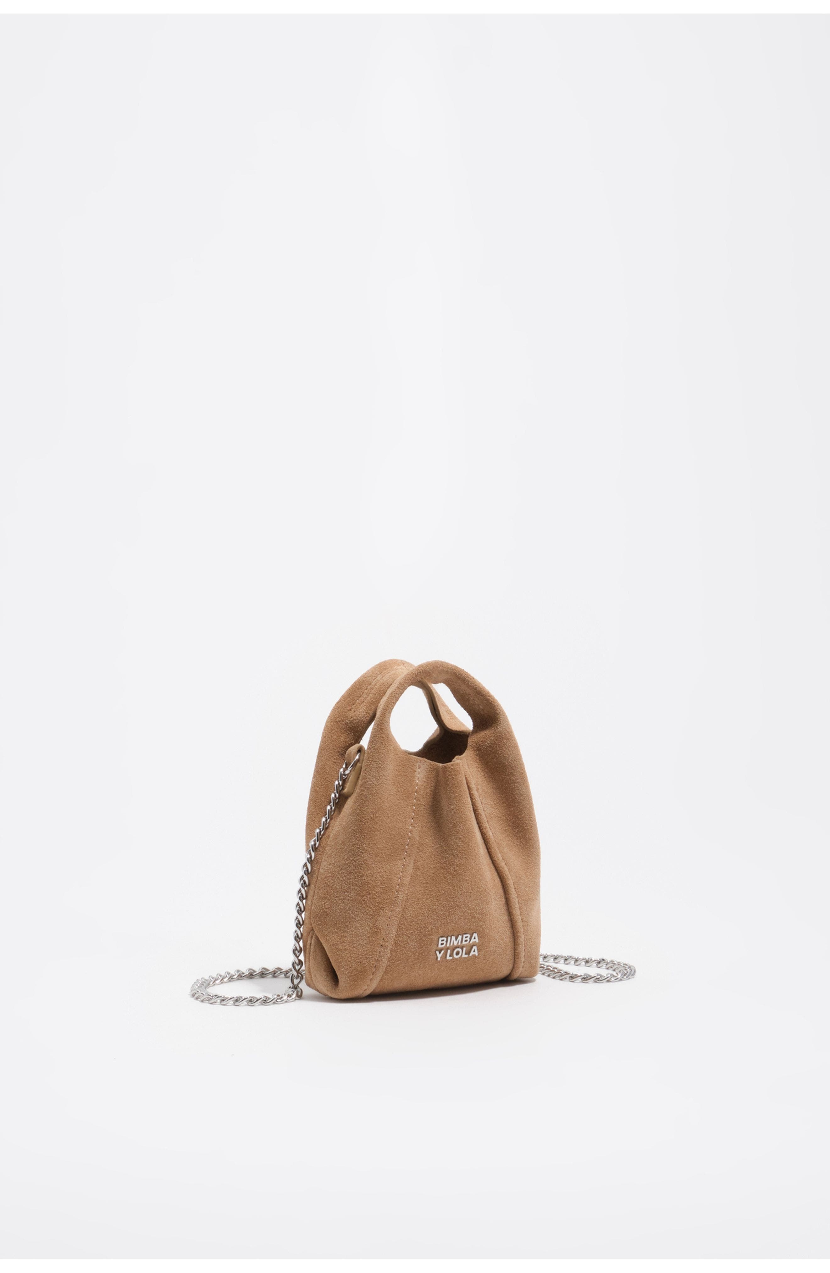 Bimba y Lola Leather Micro Chain Bag, Main, color, Natural