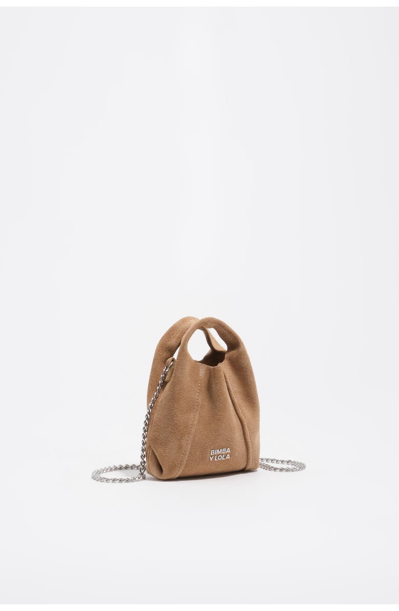 Bimba y Lola Leather Micro Chain Bag, Main, color, Natural