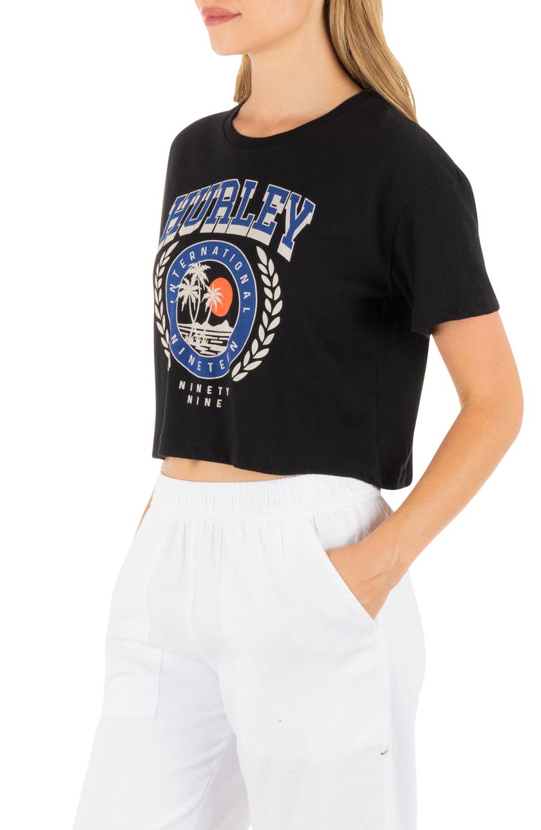 Hurley Academy Graphic Boxy Crop T-Shirt, Alternate, color, Black