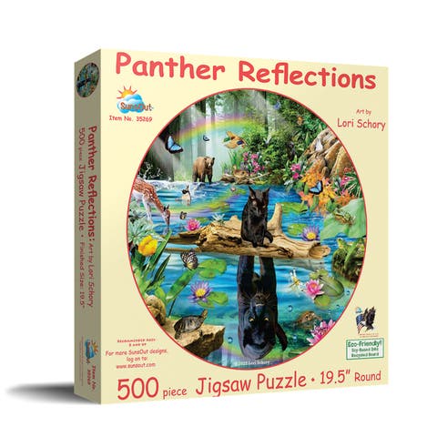 Panther Reflections 500 piece Jigsaw Puzzle for Adults Round