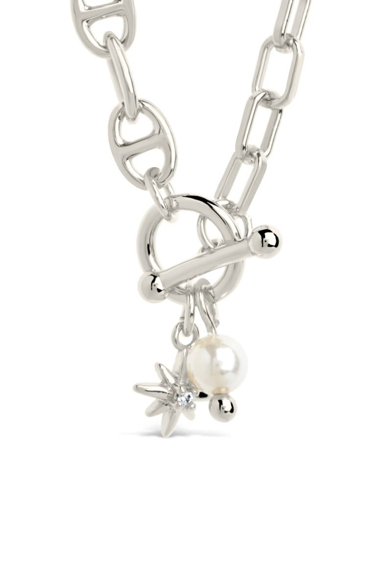 Sterling Forever Ava Freshwater Pearl & Burst Toggle Chain Necklace, Alternate, color,