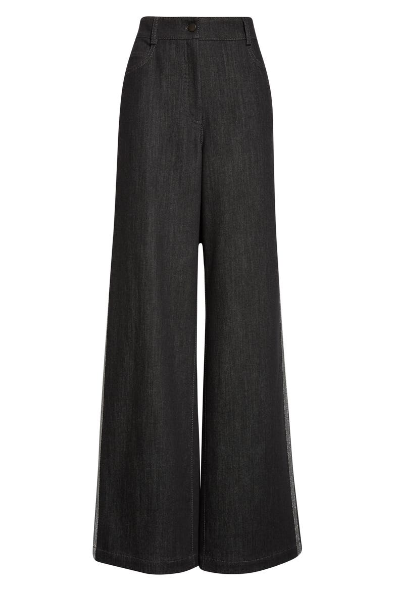 High Waist Wide Straight Leg Jeans, Alternate, color, BLACK
