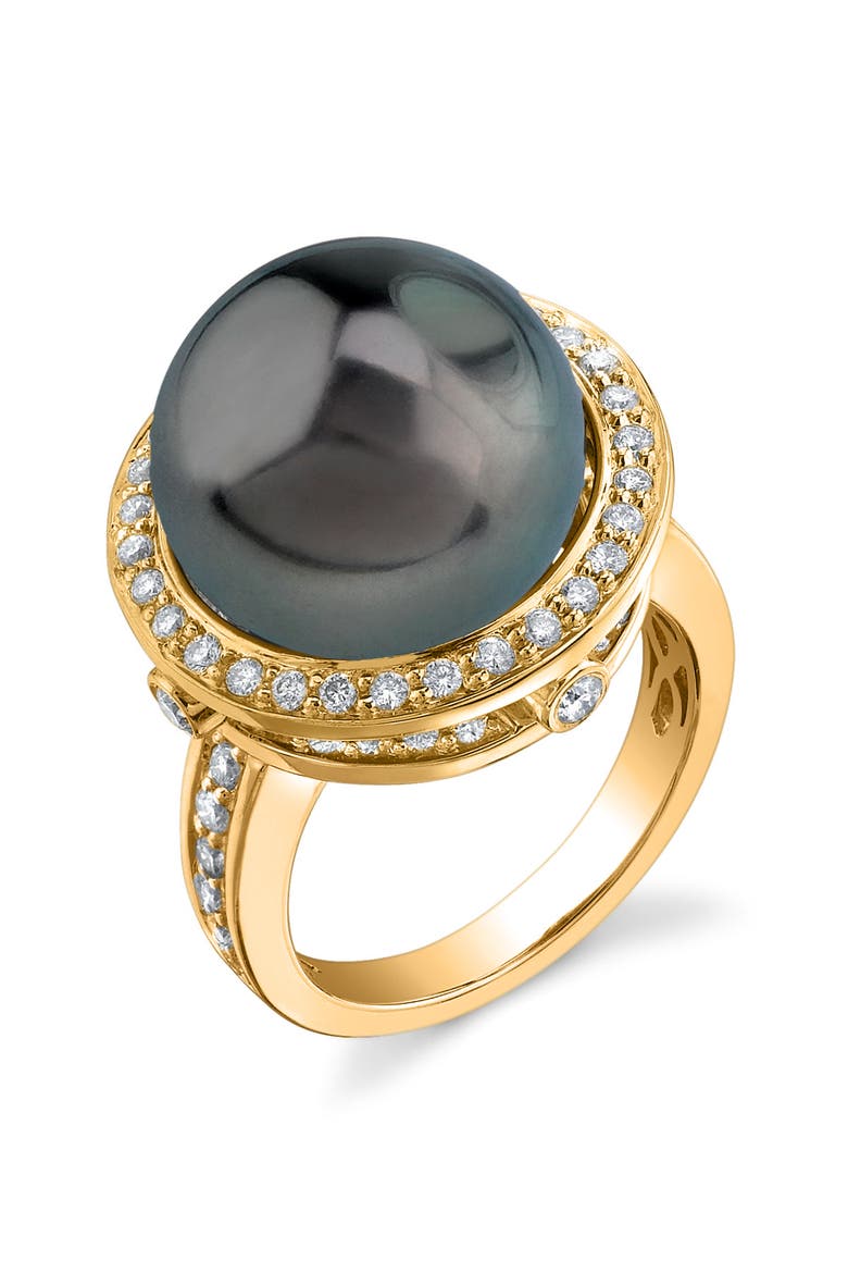 Tahitian South Sea Pearl & Diamond Bella Ring, Main, color, Yellow Gold