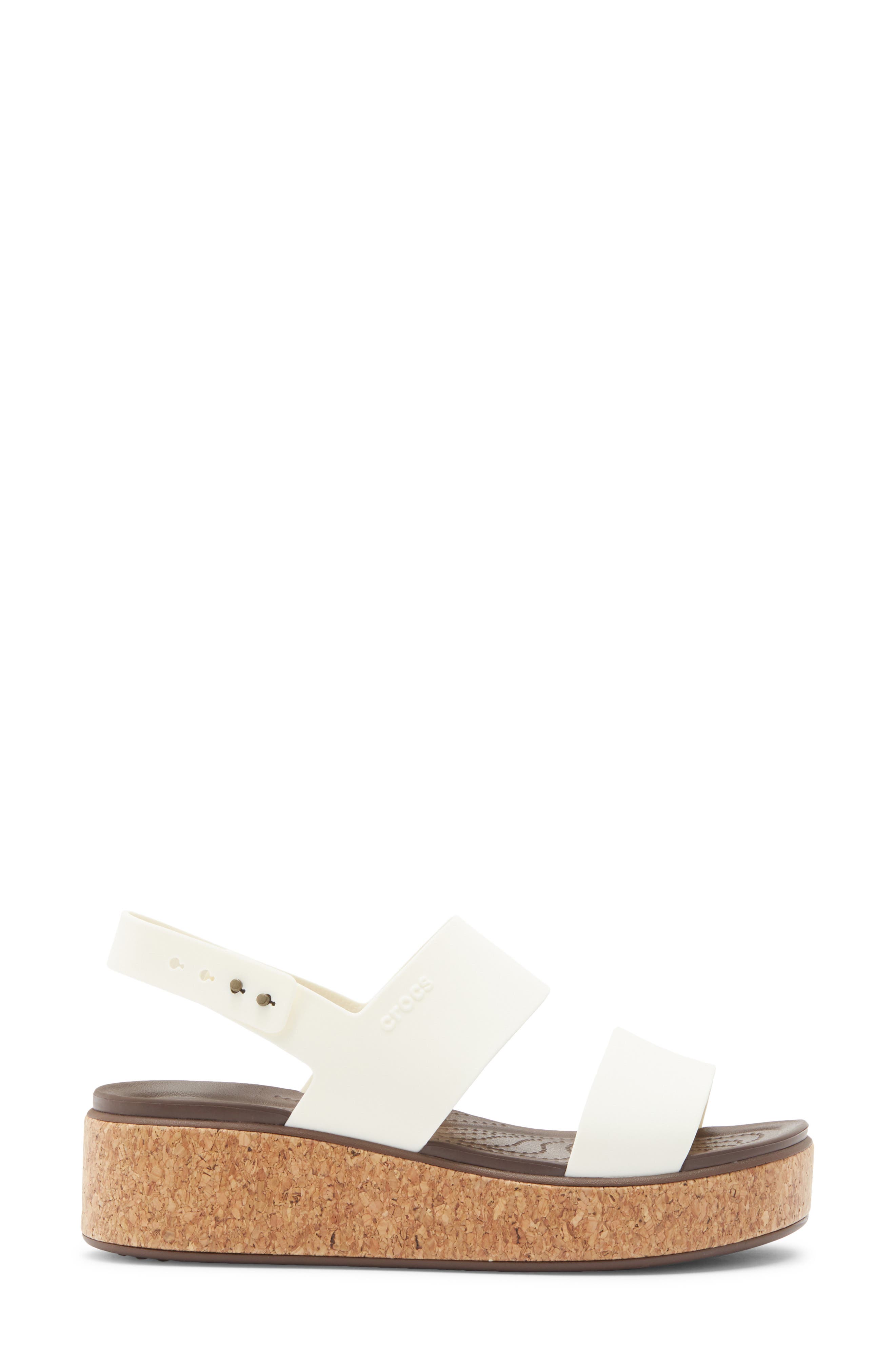 CROCS Brooklyn Cork Low Platform Wedge Sandal, Alternate, color, Chalk