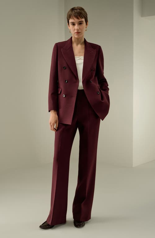 Lilysilk Silk-wool Twill Flare Pants In Burgundy