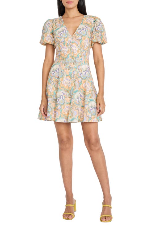 Floral Puff Sleeve A-Line Minidress