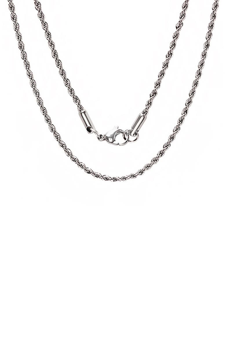 Men's Rope Chain Necklace, Main, color, SILVER
