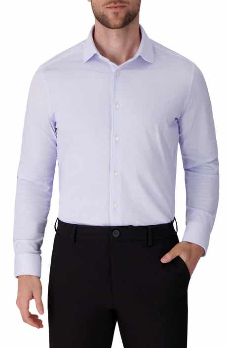 Regular Fit Geometric Print Knit Cotton Dress Shirt