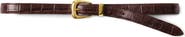 Veronica Beard Arch Croc Embossed Leather Skinny Belt