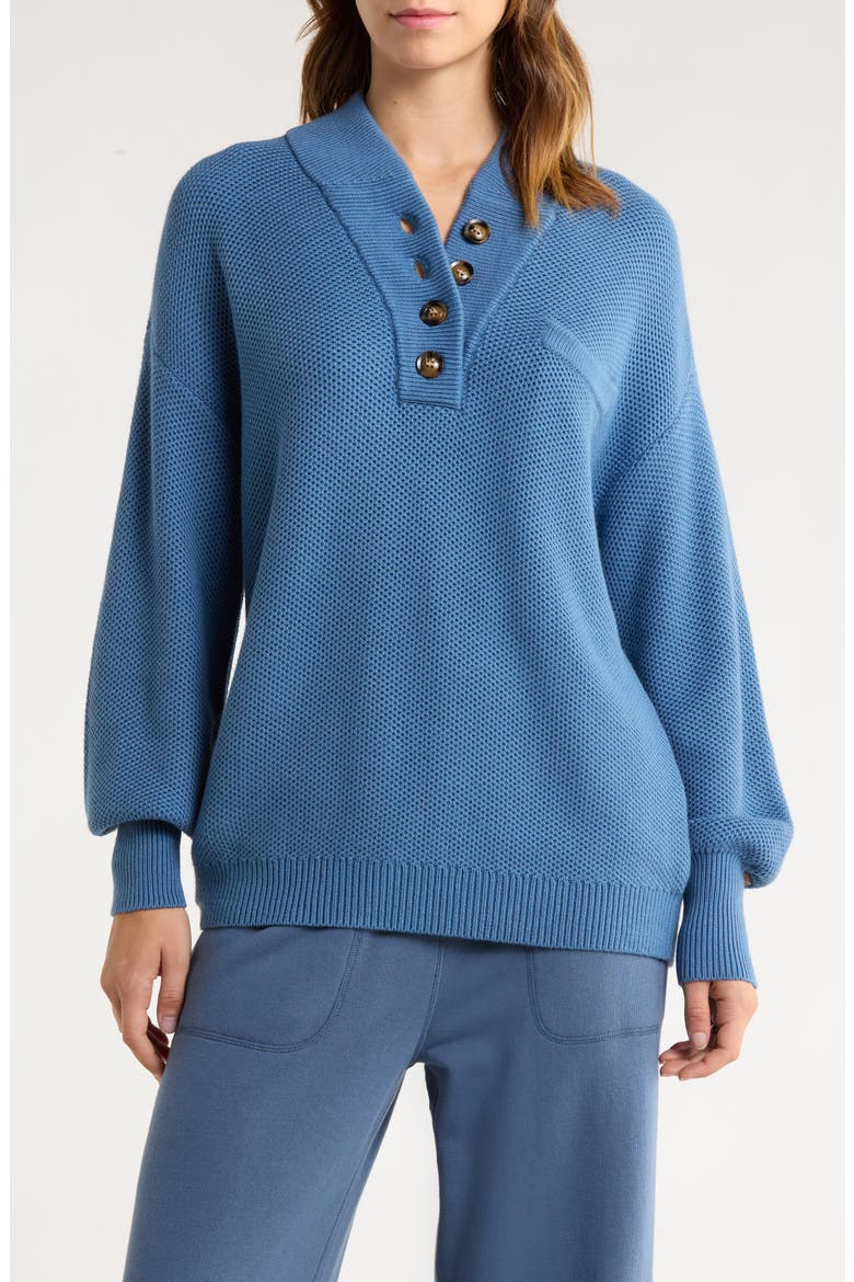 Cozy Cottonsilk™ Pocket Henley Sweater, Main, color, TWILIGHT BLUE