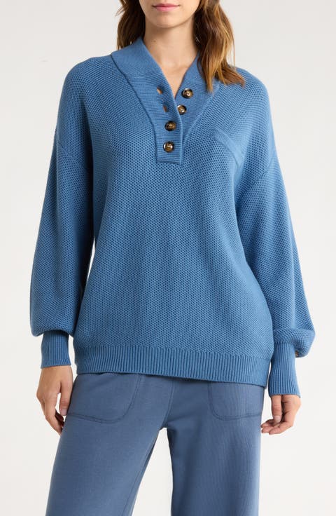 Cozy Cottonsilk™ Pocket Henley Sweater