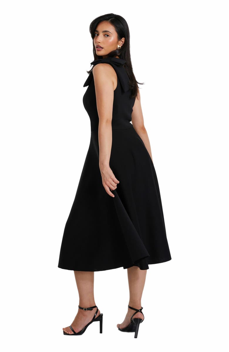 QUIZ Scuba Knit One-Shoulder Bow Skater Midi Dress, Alternate, color, 