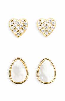 ARGENTO VIVO Set of 2 Heart & Mother-of-Pearl Earrings