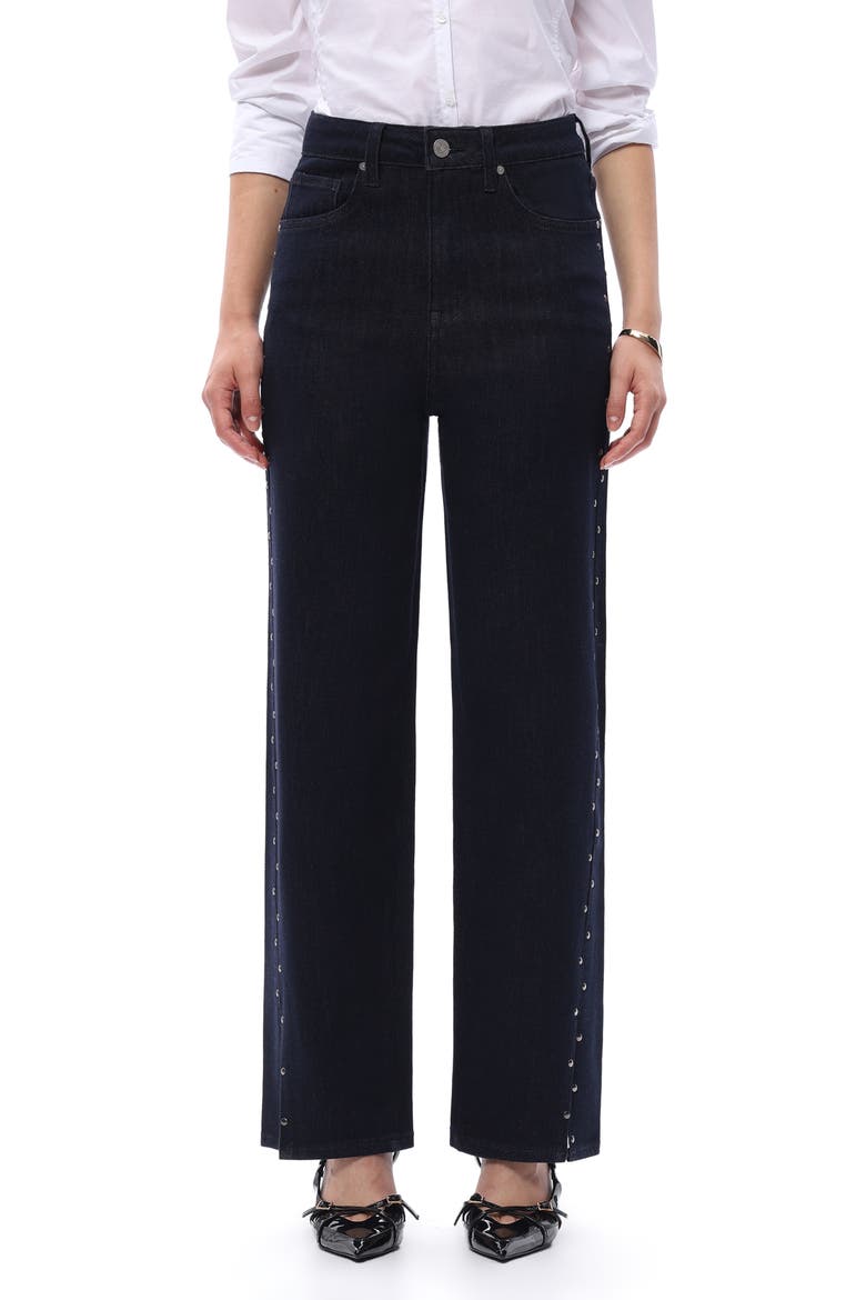 High Waist Straight Leg Two-Tone Jeans, Main, color, RINSE WASH