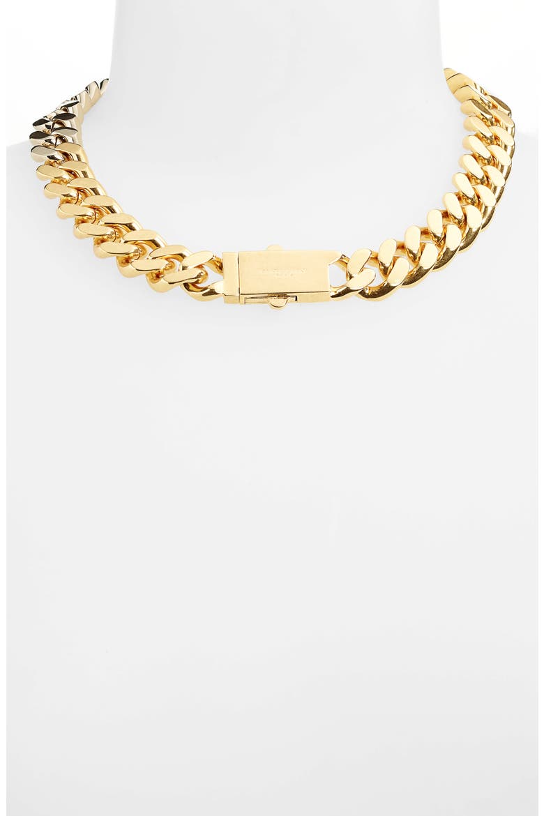 Two-Tone Cuban Chain Collar Necklace, Alternate, color, 8035 OR PALE/ OR LAITON
