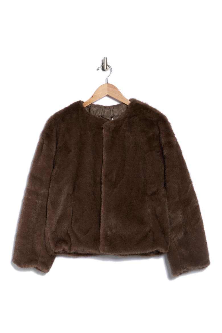 Faux Fur Coat, Alternate, color, CHOCOLATE