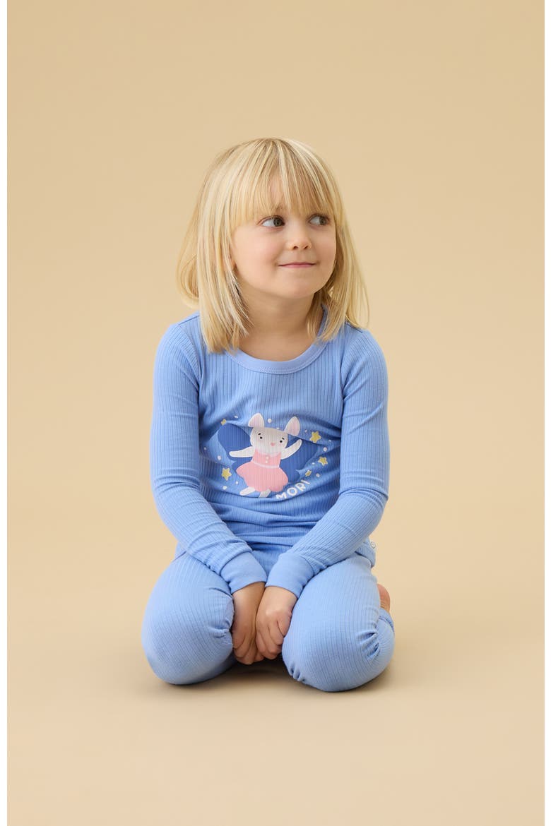Ribbed Print Pyjama Set, Alternate, color, Bunny & Hydrangea