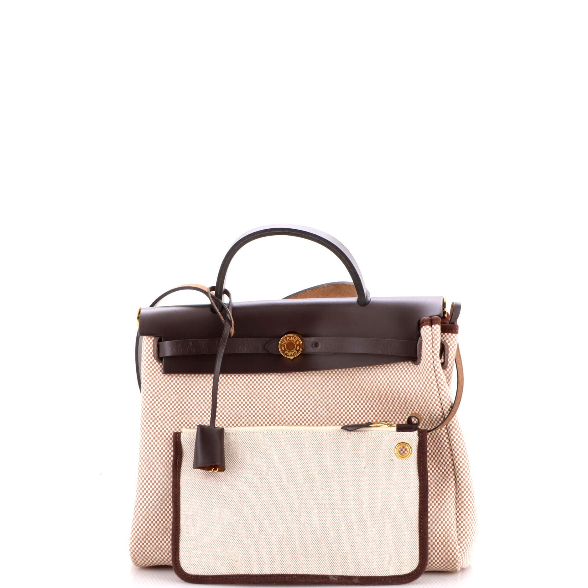 Pre-Owned Hermes Herbag Zip Criss Viking Toile and Leather 31, Alternate, color, Ecru