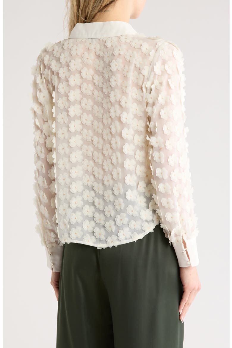 3D Floral Appliqué Long Sleeve Top, Alternate, color, IVORY