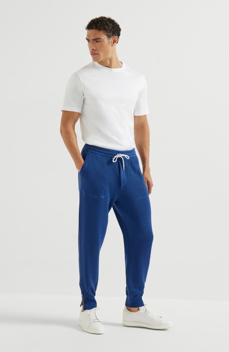 Brunello Cucinelli Cotton knit trousers, Alternate, color, Avio Blue