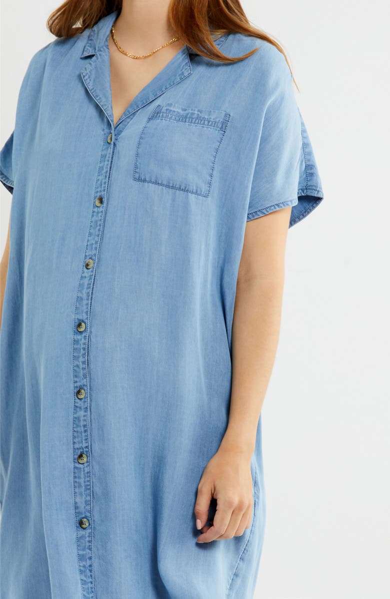 A PEA IN THE POD Chambray Button-Up Maternity Shirtdress, Alternate, color, 