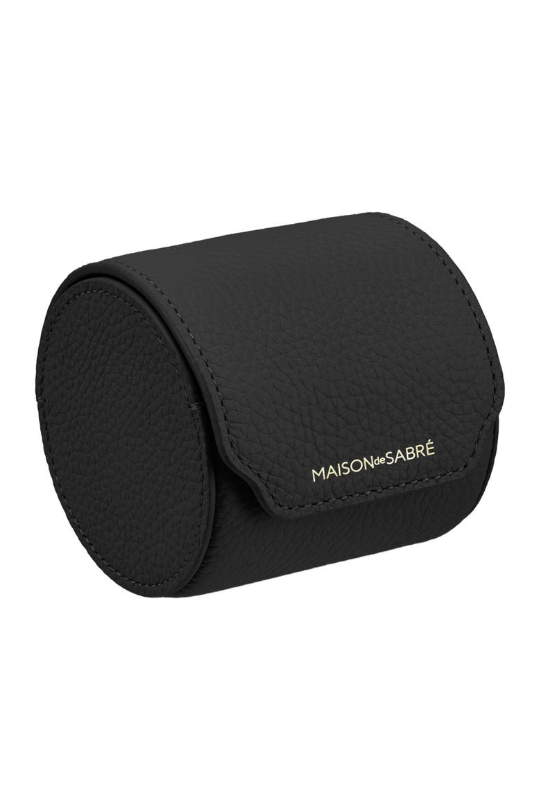 Leather Watch Roll, Main, color, Black Caviar