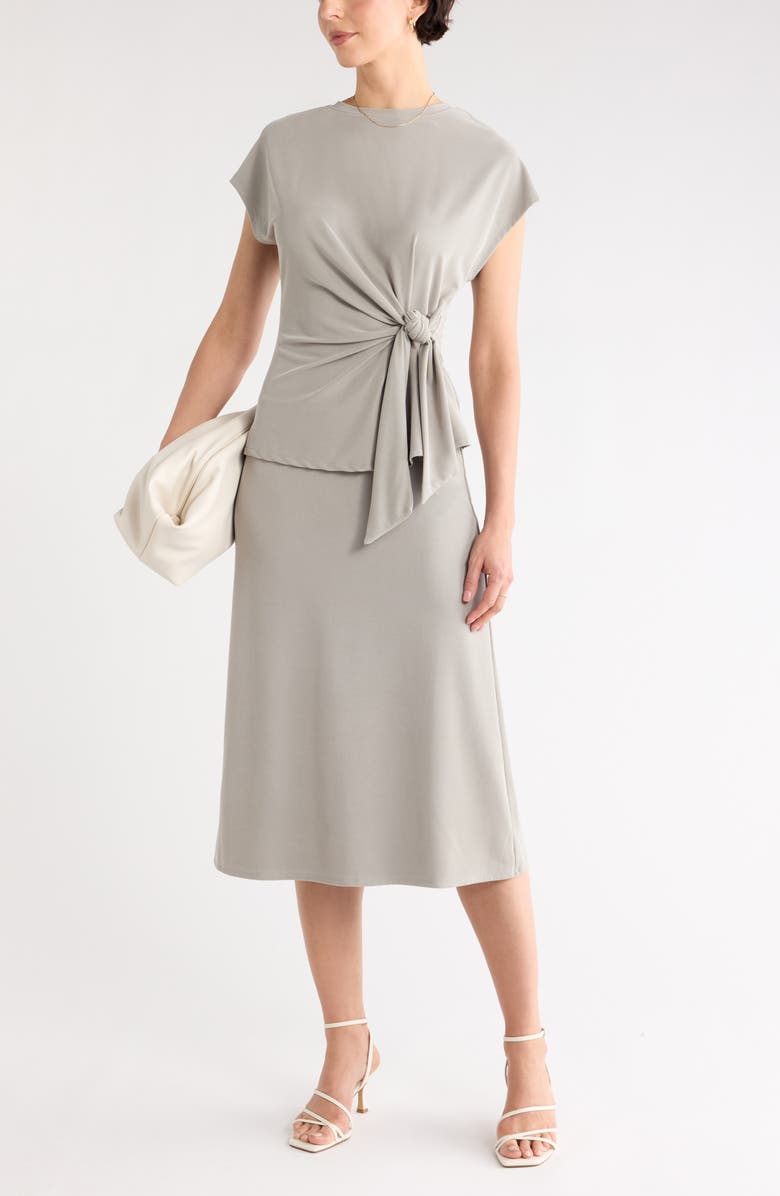 NORDSTROM RACK Knit Midi Skirt, Main, color, Green Chaparral