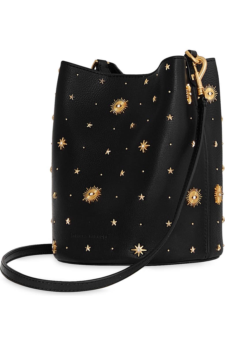 Rebecca Minkoff Evil Eye Studded Leather Bucket Bag, Alternate, color, Black