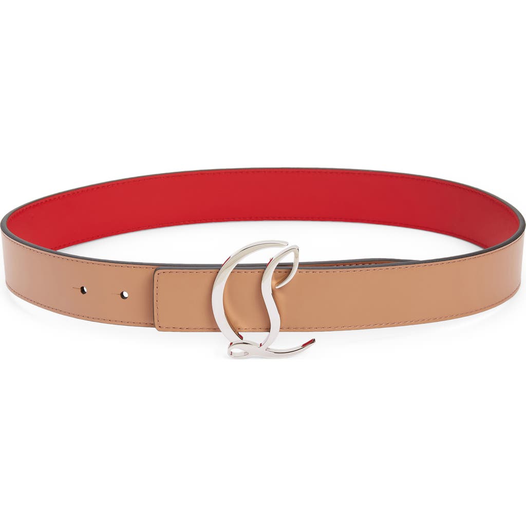 Christian Louboutin Logo Buckle Leather Belt In Brown