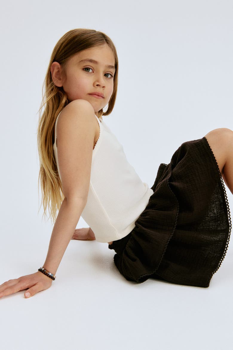 Tiered Muslin Skirt, Alternate, color, Dark brown