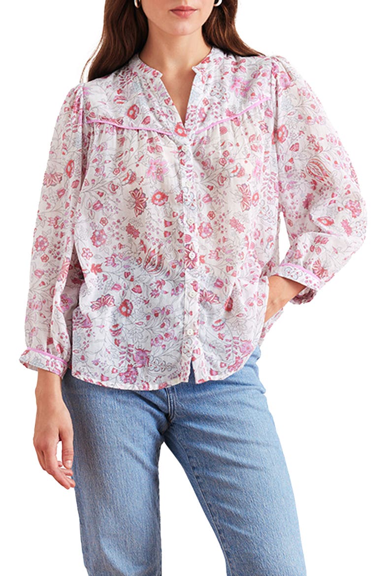 Anna Floral Button up Blouse, Main, color, Sundrenched Garden