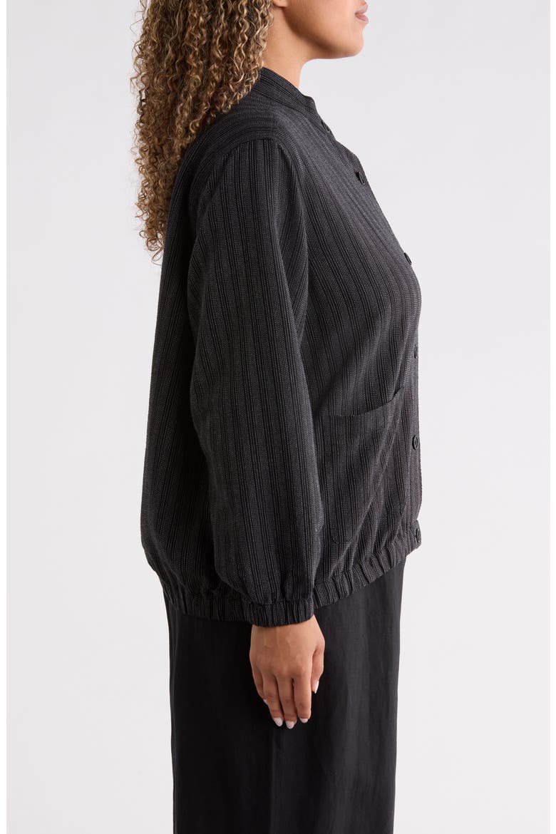 Pinstriped Stand Collar Jacket, Alternate, color, BLACK/ WHITE