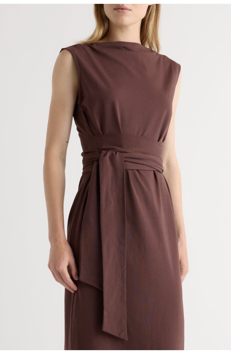 Modern Citizen Edina Tie-Front Slit-Neck Dress, Alternate, color, Mulberry