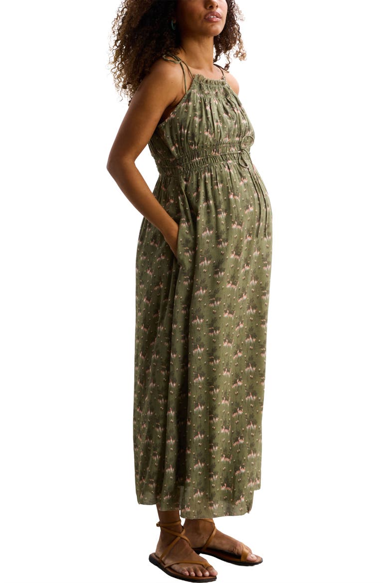 The Audrey Printed Maternity Dress, Alternate, color, Palm Shadows