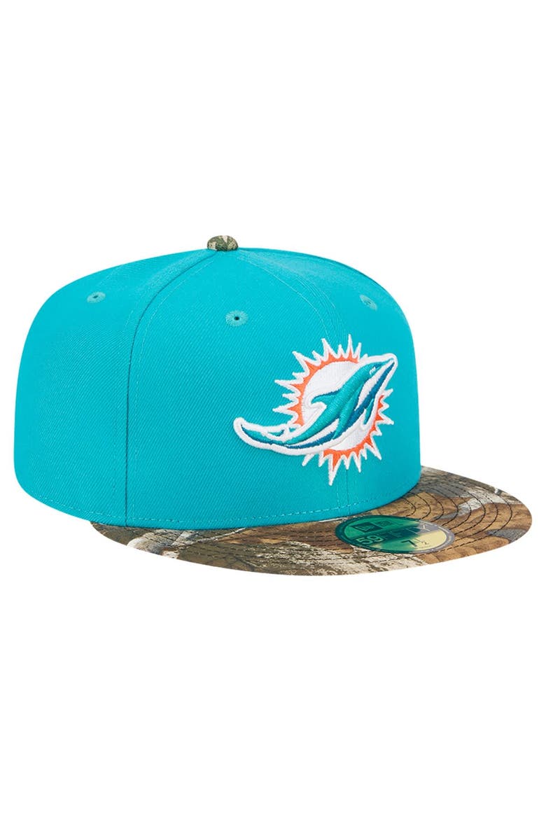 Men's New Era Aqua Miami Dolphins Active Two-Tone Camo 59FIFTY Fitted Hat, Alternate, color, Aqua