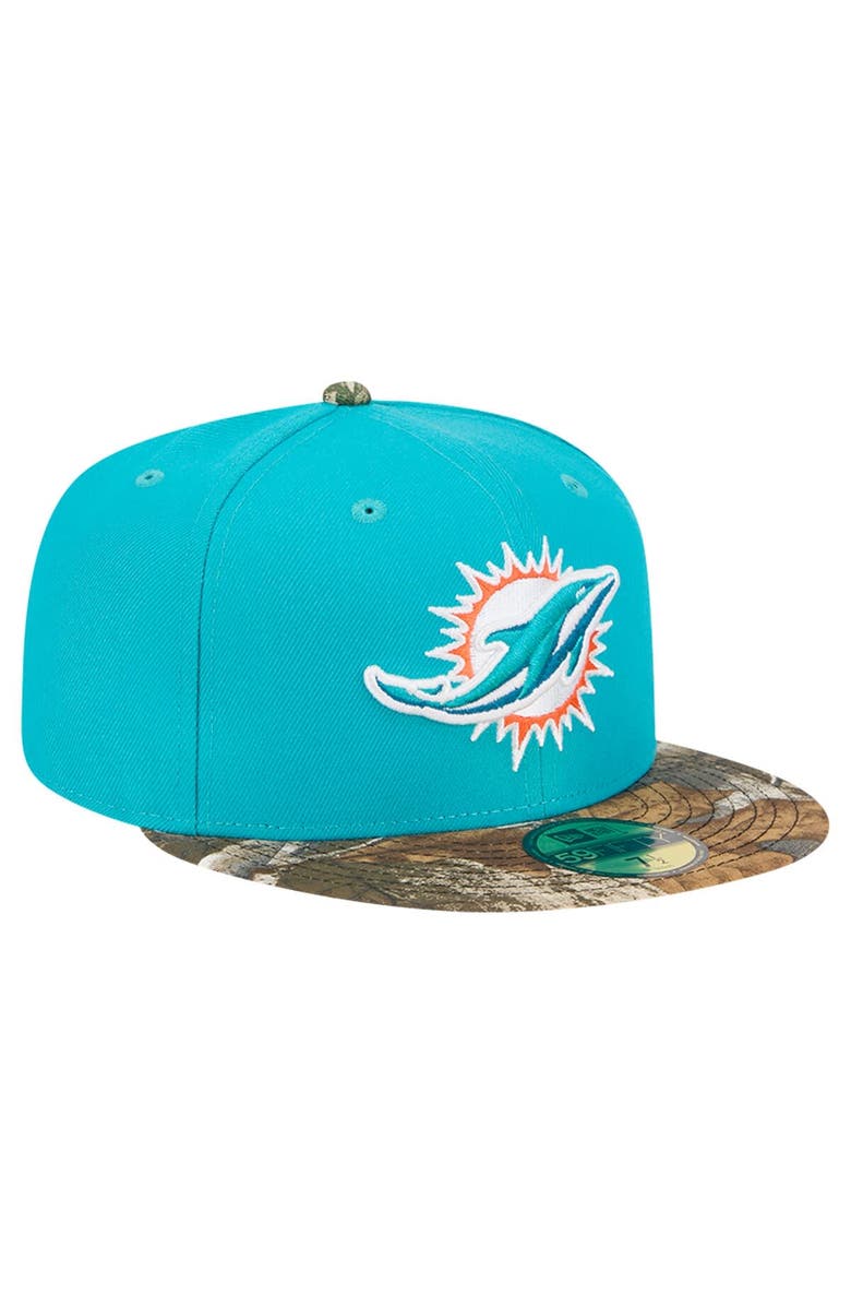 New Era Men's New Era Aqua Miami Dolphins Active Two-Tone Camo 59FIFTY Fitted Hat, Alternate, color, Aqua