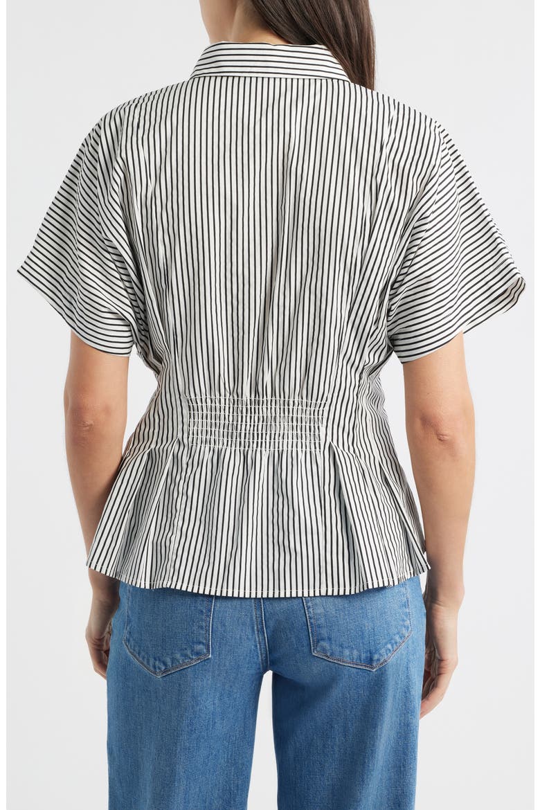 Pleat Waist Dolman Shirt, Alternate, color, RICH BLACK STRIPE