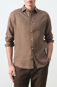MANGO x Casper Ruud Regular Fit Linen Button-Up Shirt