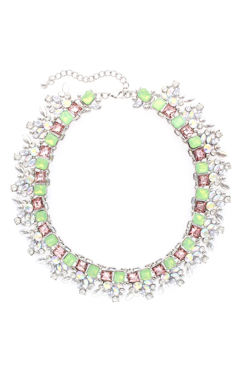 OLIVIA WELLES Crystal Cluster Collar Necklace, Main, color, Silver / Pacific