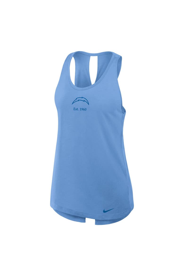 Women's Nike Powder Blue Los Angeles Chargers Glory Crisscross Performance Tank Top, Alternate, color, Powder Blue