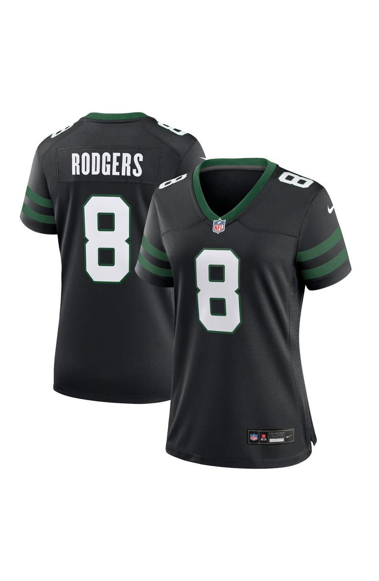 Nike Women's Nike Aaron Rodgers Legacy Black New York Jets Alternate Game Jersey, Main, color, 