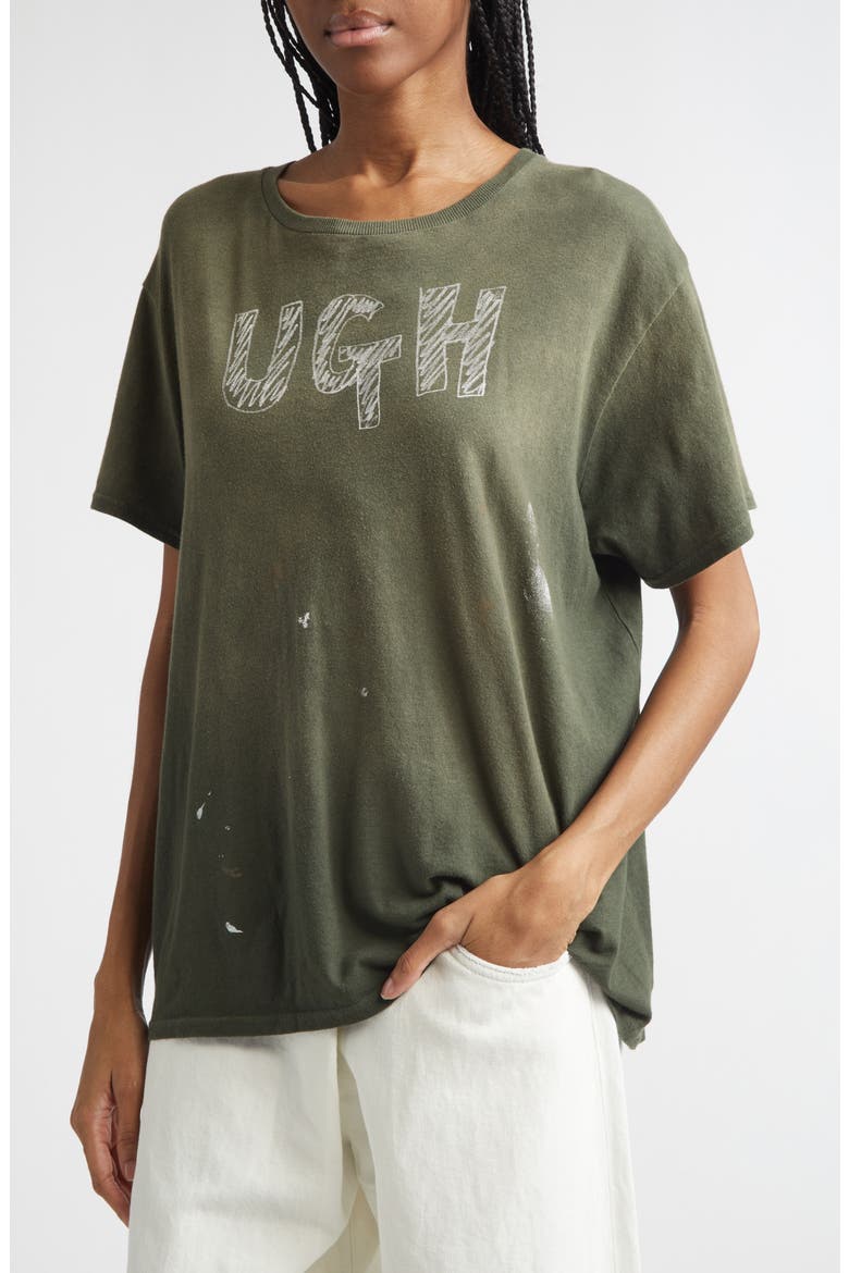 Ugh Paint Splattered Cotton & Cashmere Graphic T-Shirt, Alternate, color, BLACK