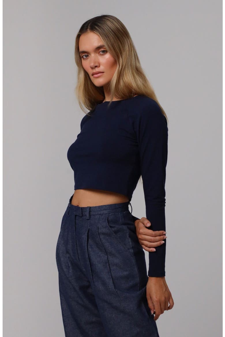 Hemp Essentials Cropped Raglan Tee, Main, color, indigo