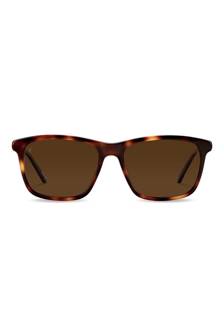 Presley 56mm Polarized Rectangle Sunglasses, Main, color, RYE TORTOISE BROWN