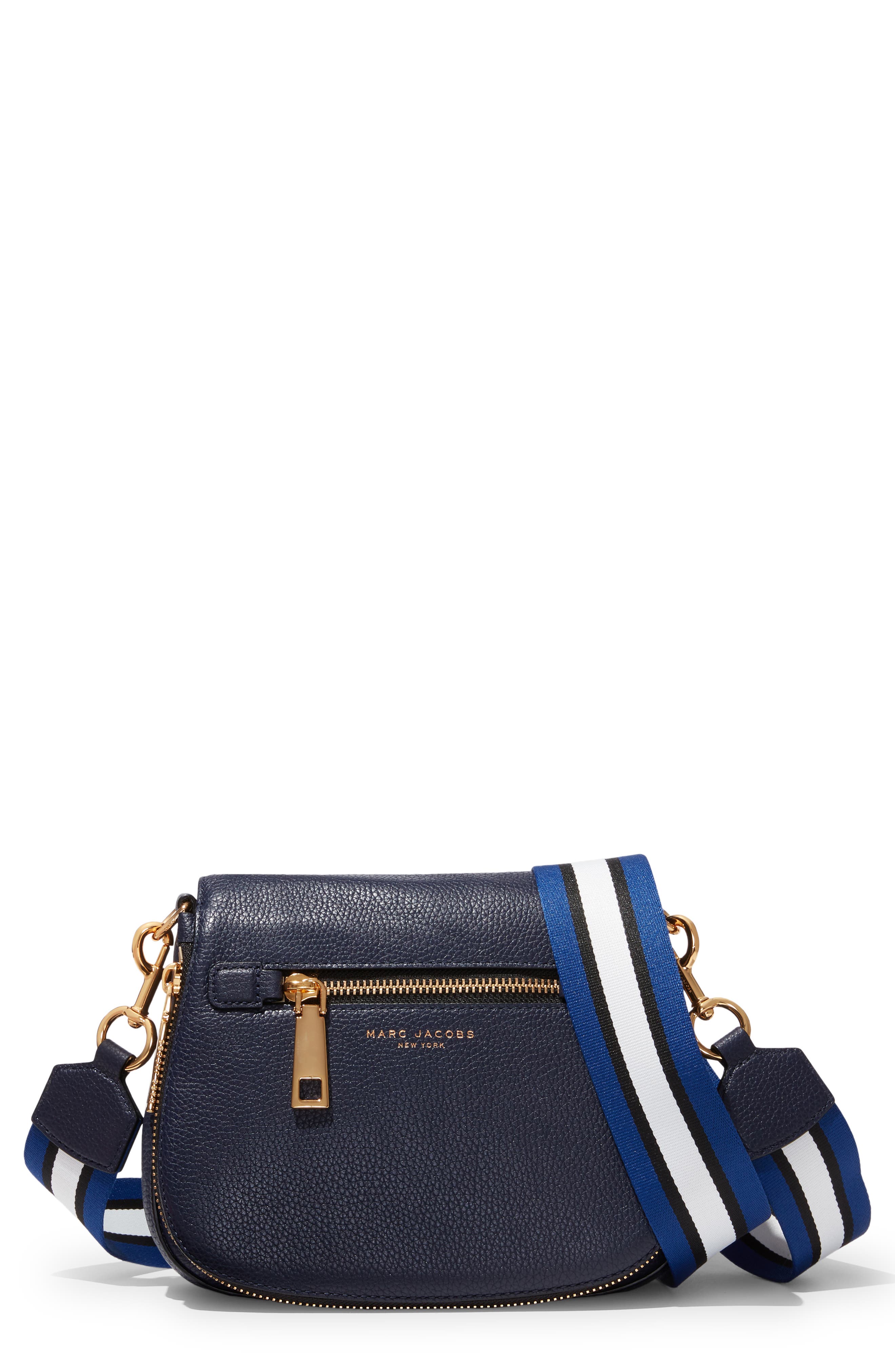 Gotham Nomad Leather Crossbody Bag, Main, color, NAVY