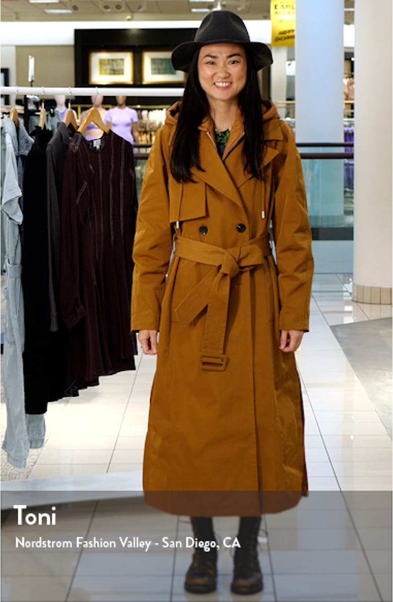 Double Breasted Trench Coat with Hooded Quilted Dickey, sales video thumbnail