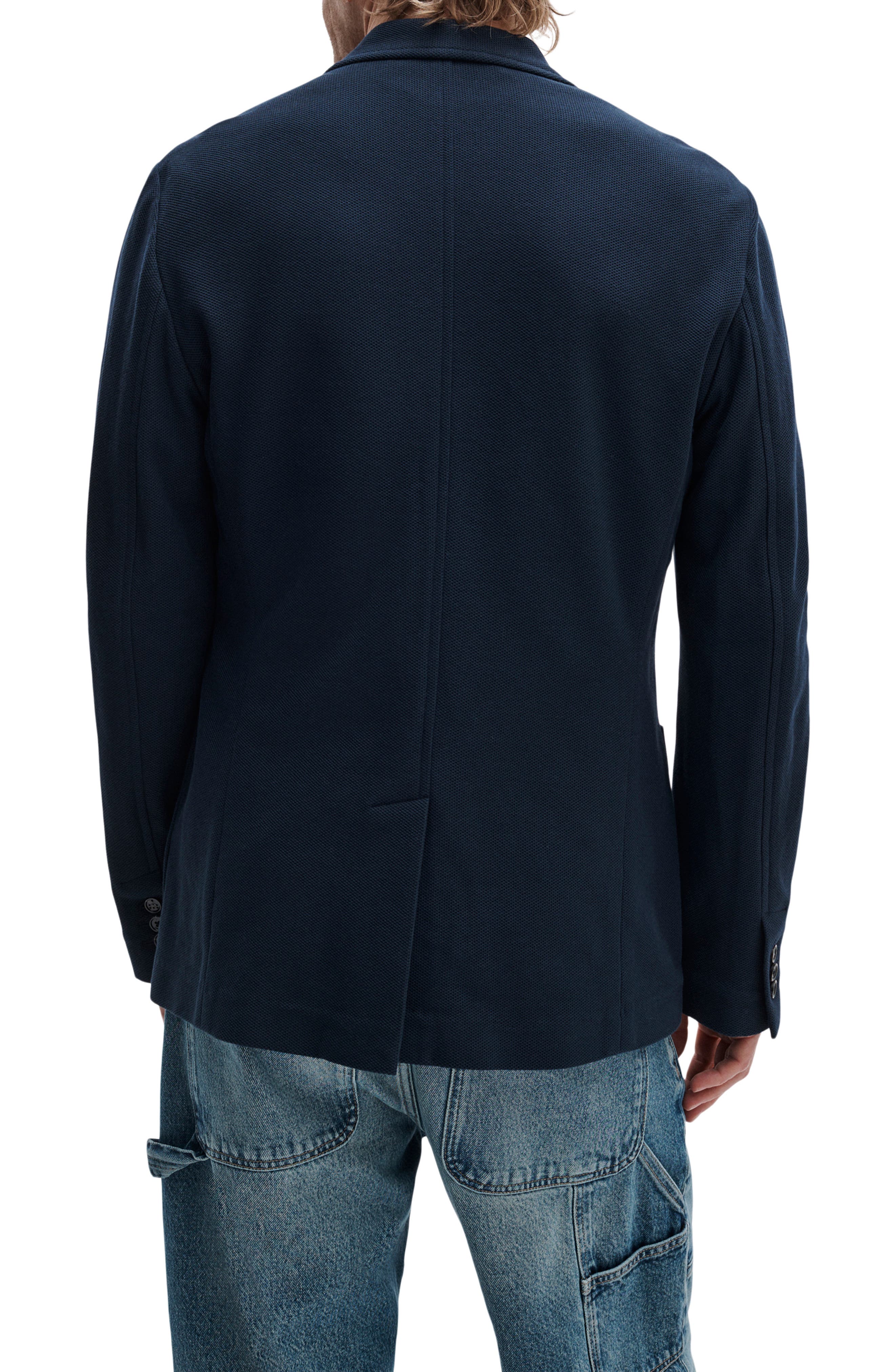 Skeleton Navy Cotton Pique Blazer - image 2